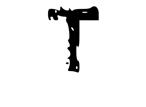 Decaying Rotten Mono Letter T for Crafts and Graphics