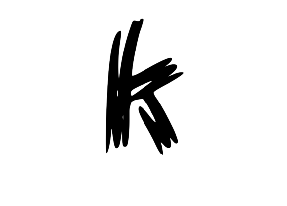 Old Brush Stroked Mono Letter K for Crafts & Graphics