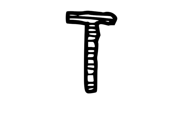 Rough Crinkled Lined Mono Letter T for Creative Graphics